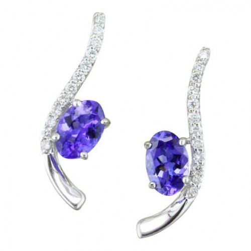 Boucle d oreille 14kt or blanc avec tanzanite