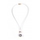 WHITE NEOPRENE NECKLACE, SILVER, COLORS STONES, CZ, CL.CAU13-H